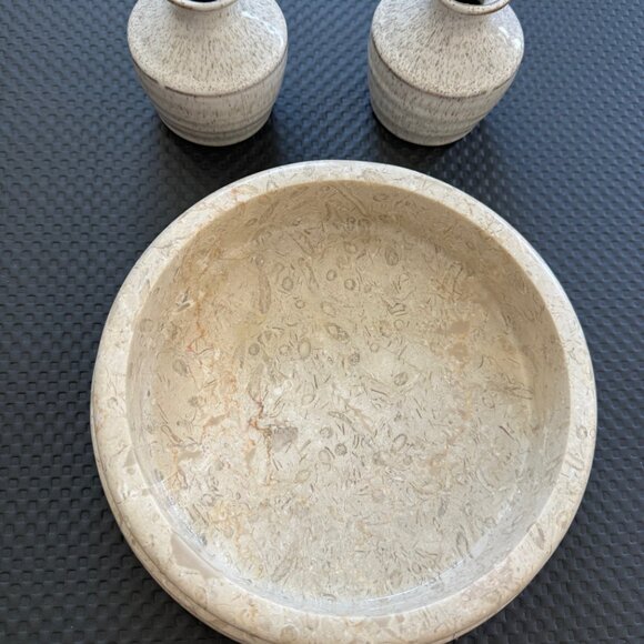 Threshold™ Studio McGee Beige Marble Tray with Matching Mini Bud Vases – Elegan - Picture 2 of 10
